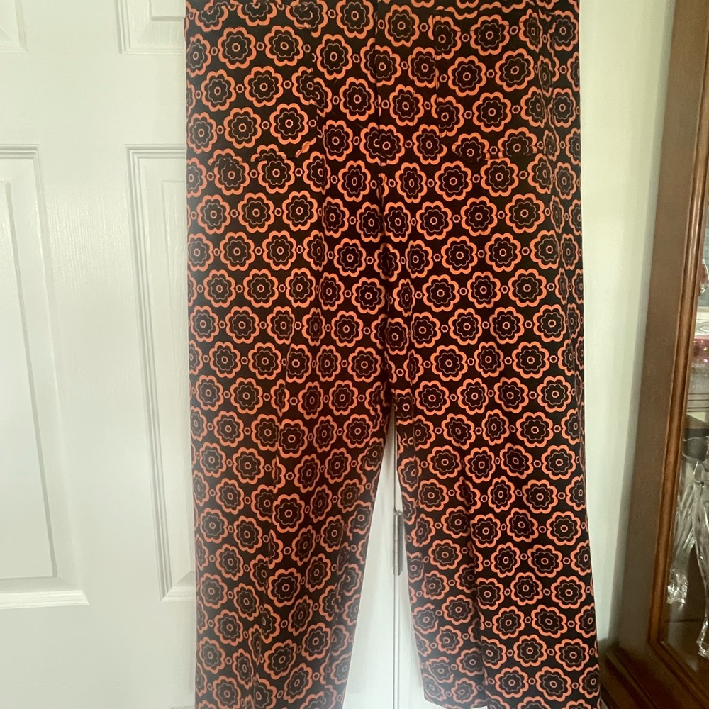 Maeve by Anthropology “The Colette” Orange and Black Patterned Pants